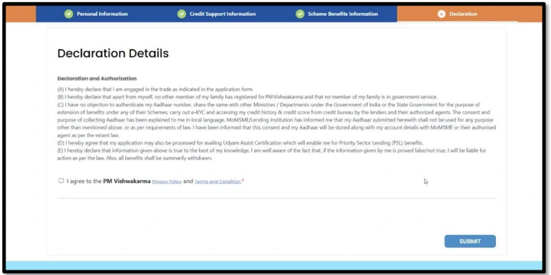 PM Vishwakarma Declaration Details